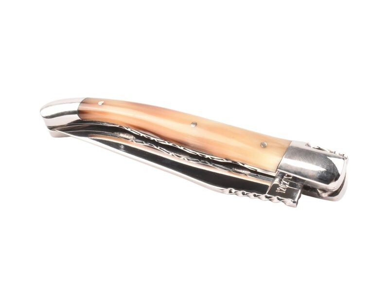Laguiole en Aubrac 12cm punthoorn - spirale - double platines - glanzend