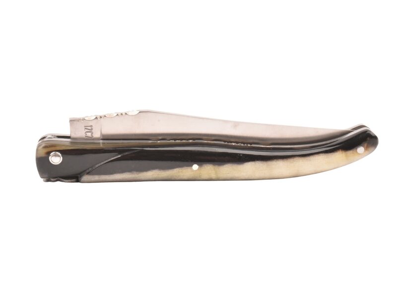 Laguiole en Aubrac 12cm ramshoorn - double platines - plein manche - mat
