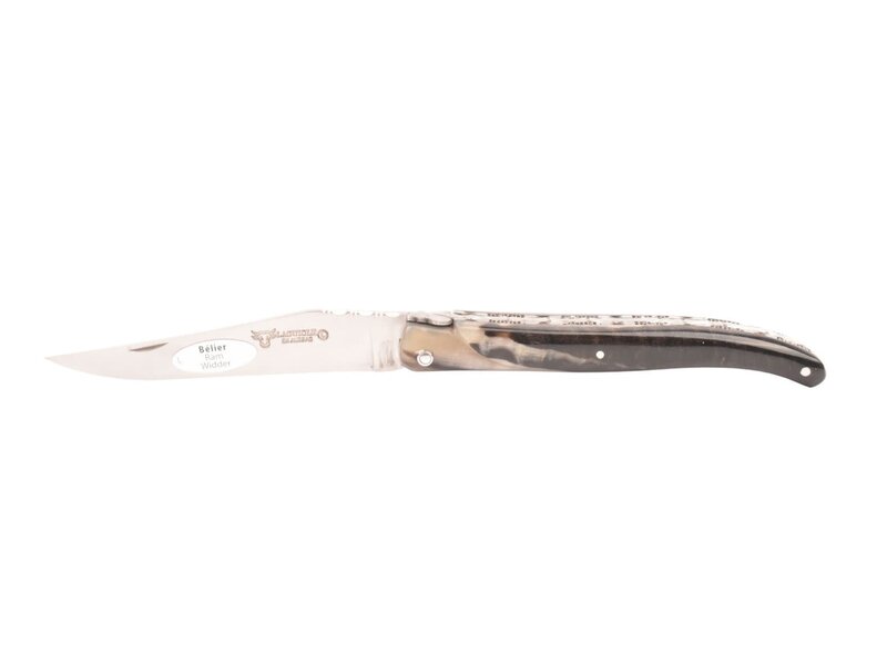Laguiole en Aubrac 12cm ramshoorn - double platines - plein manche - mat