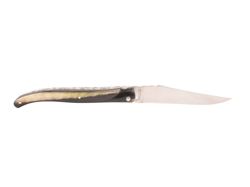 Laguiole en Aubrac 12cm ramshoorn - double platines - plein manche - mat