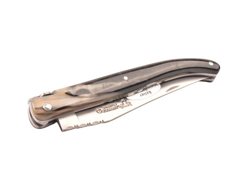 Laguiole en Aubrac 12cm ramshoorn - double platines - plein manche - mat