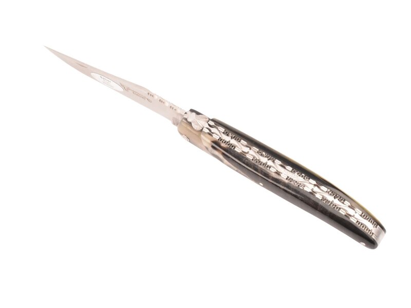 Laguiole en Aubrac 12cm ramshoorn - double platines - plein manche - mat