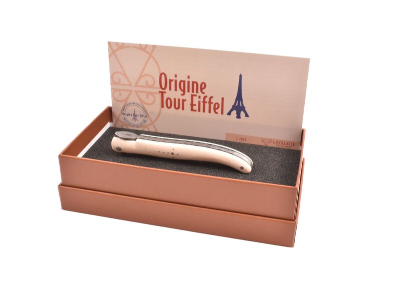 Laguiole en Aubrac "Origine Tour Eiffel" - 12cm elforyn brossé - plein manche