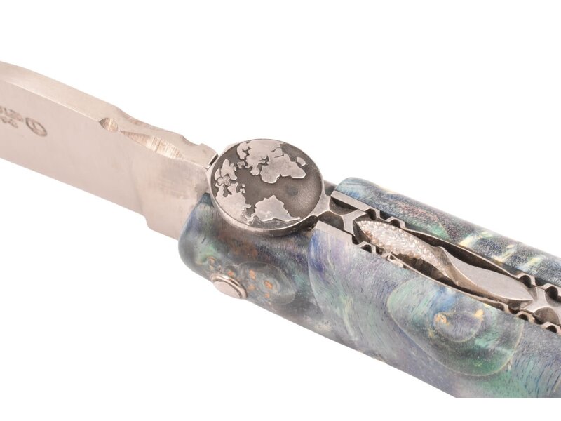 Laguiole en Aubrac 12cm De Aarde - vuurvlierbes wortel blauw - plein manche