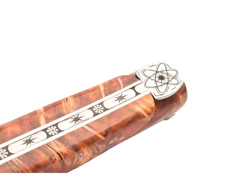 Laguiole en Aubrac 12cm Big Bang - vuurvlierbes wortel oranje - plein manche