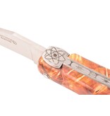 Laguiole en Aubrac 12cm Big Bang - vuurvlierbes wortel oranje - plein manche