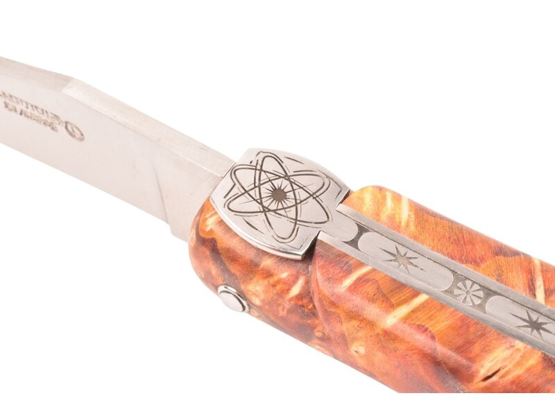 Laguiole en Aubrac 12cm Big Bang - vuurvlierbes wortel oranje - plein manche