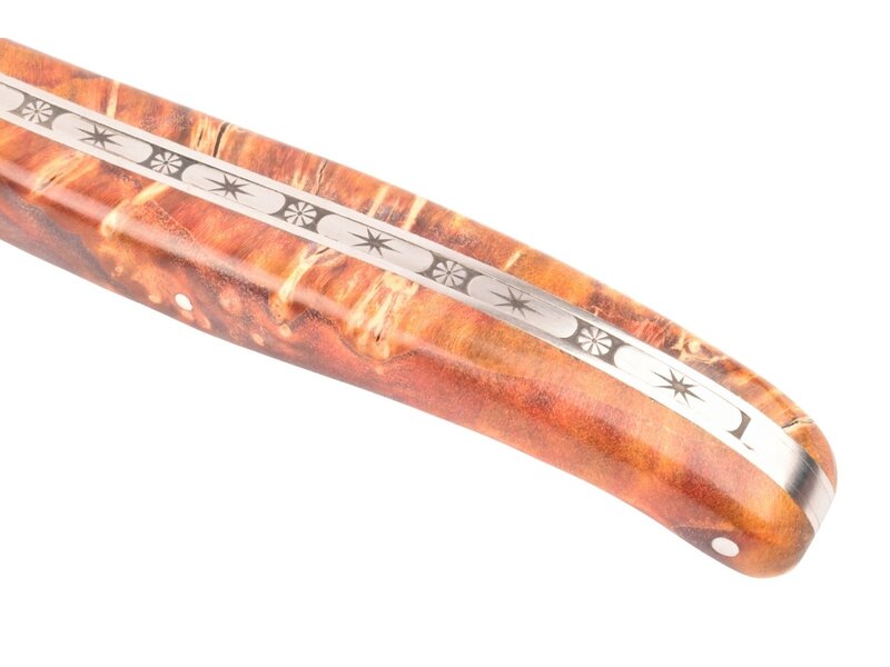 Laguiole en Aubrac 12cm Big Bang - vuurvlierbes wortel oranje - plein manche