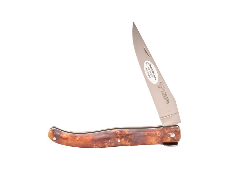 Laguiole en Aubrac 12cm Big Bang - vuurvlierbes wortel oranje - plein manche