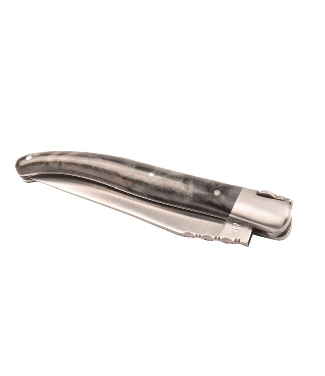 Laguiole en Aubrac 12cm populierenwortelknol - met enkel eindstuk - mat