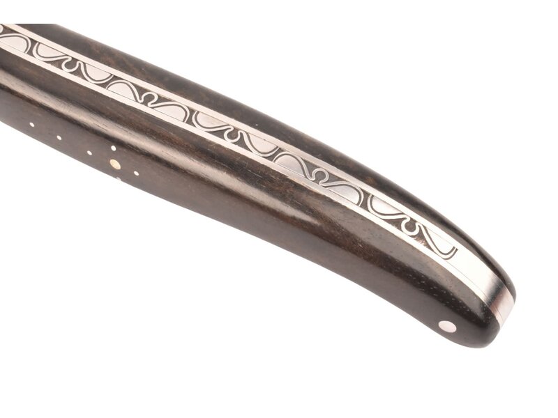 Laguiole en Aubrac 12cm ebbenhout - gegraveerde rug en bij - plein manche