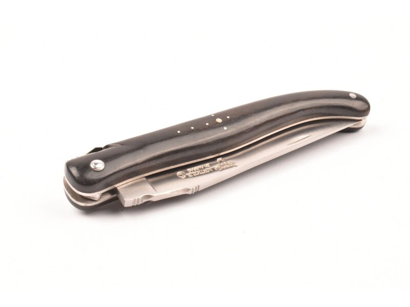 Laguiole en Aubrac 12cm ebbenhout - gegraveerde rug en bij - plein manche