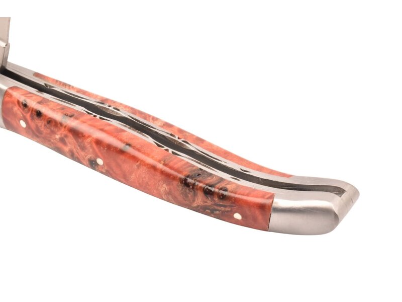 Laguiole en Aubrac Belle Pièce 2025 - 12cm fourche de peuplier rouge - platines guillochées