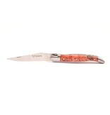 Laguiole en Aubrac Belle Pièce 2025 - 12cm fourche de peuplier rouge - platines guillochées