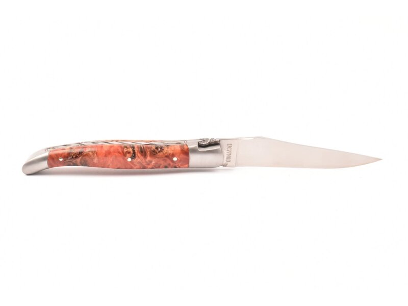 Laguiole en Aubrac Belle Pièce 2025 - 12cm fourche de peuplier rouge - platines guillochées