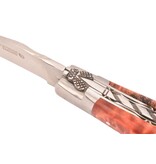 Laguiole en Aubrac Belle Pièce 2025 - 12cm fourche de peuplier rouge - platines guillochées