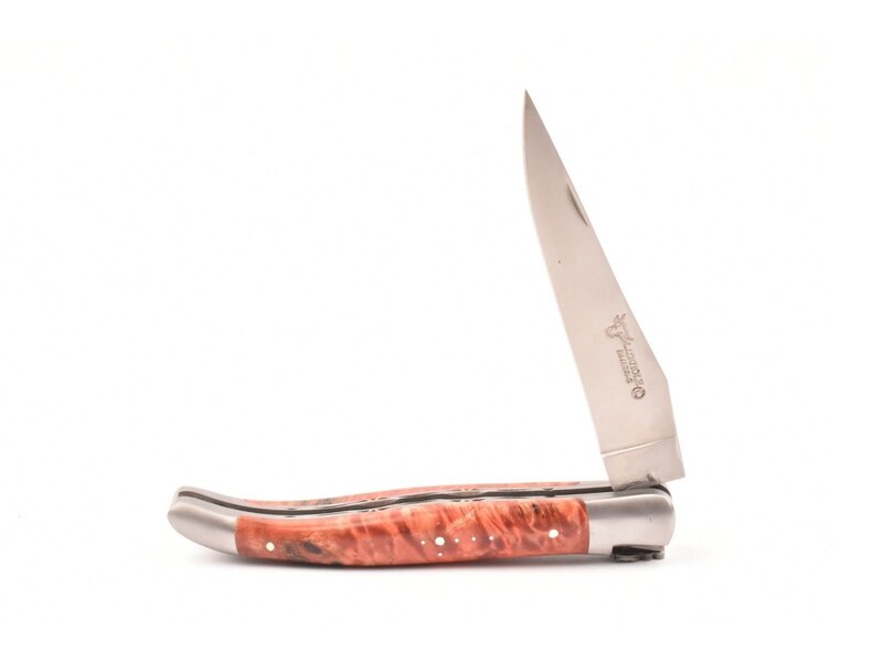 Laguiole en Aubrac Belle Pièce 2025 - 12cm fourche de peuplier rouge - platines guillochées