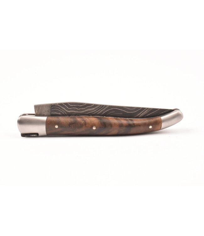 Laguiole en Aubrac 12cm wortelhout van walnoot - damast feuilleté