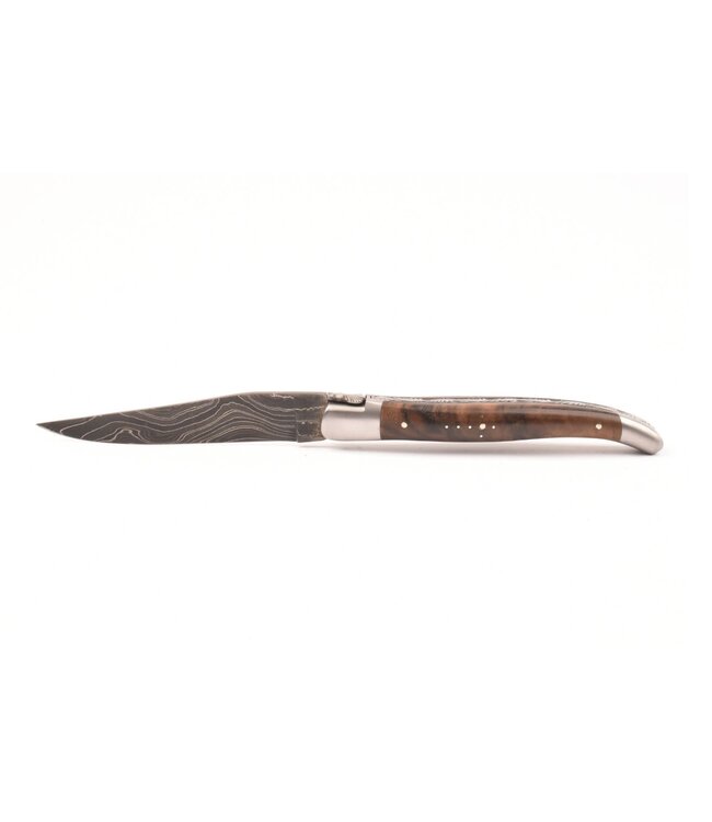 Laguiole en Aubrac 12cm wortelhout van walnoot - damast feuilleté