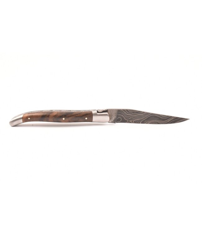 Laguiole en Aubrac 12cm wortelhout van walnoot - damast feuilleté