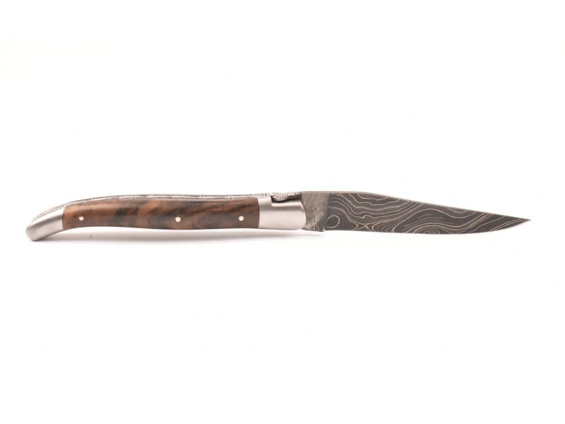 Laguiole en Aubrac Belle Pièce 2025 - 12cm loupe de noyer - damast feuilleté