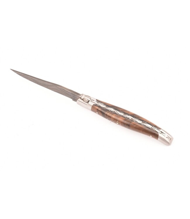Laguiole en Aubrac 12cm wortelhout van walnoot - damast feuilleté