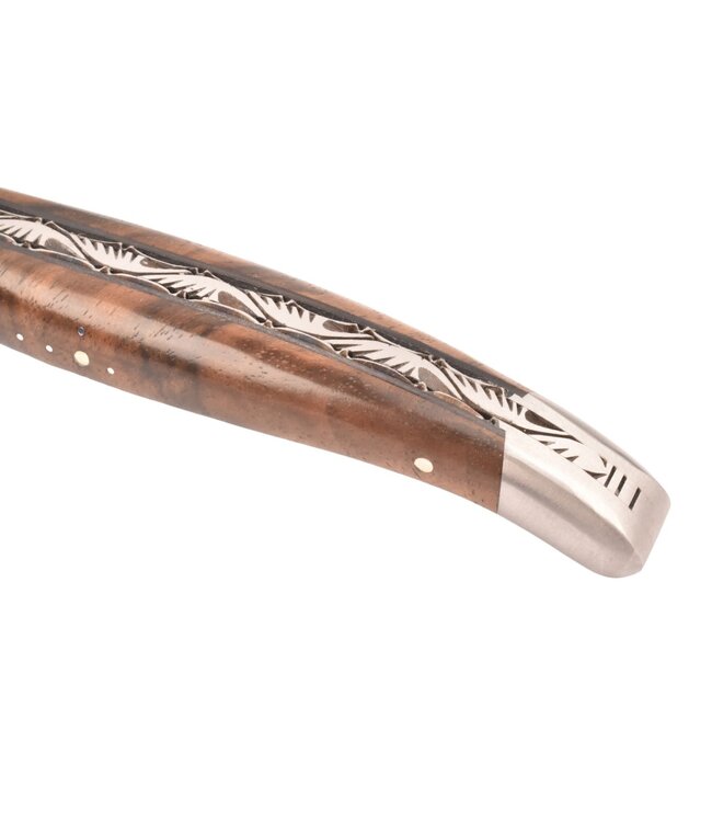 Laguiole en Aubrac 12cm wortelhout van walnoot - damast feuilleté