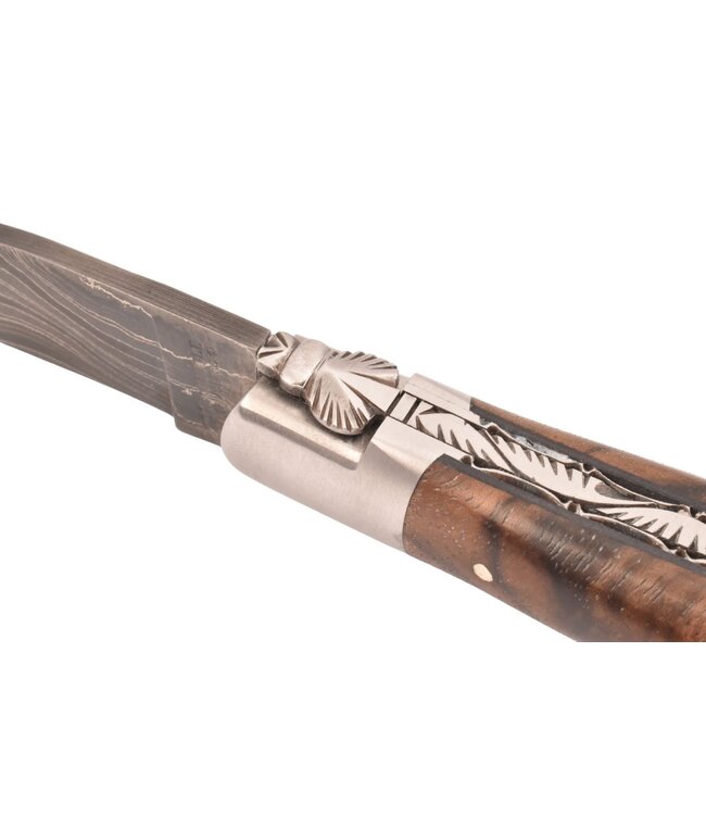 Laguiole en Aubrac 12cm wortelhout van walnoot - damast feuilleté