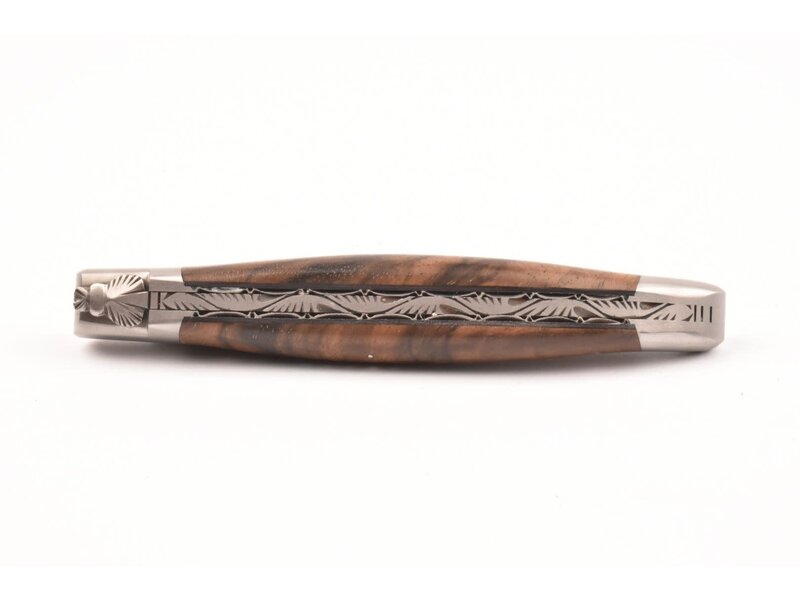 Laguiole en Aubrac Belle Pièce 2025 - 12cm loupe de noyer - damast feuilleté