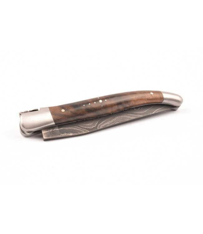Laguiole en Aubrac 12cm wortelhout van walnoot - damast feuilleté