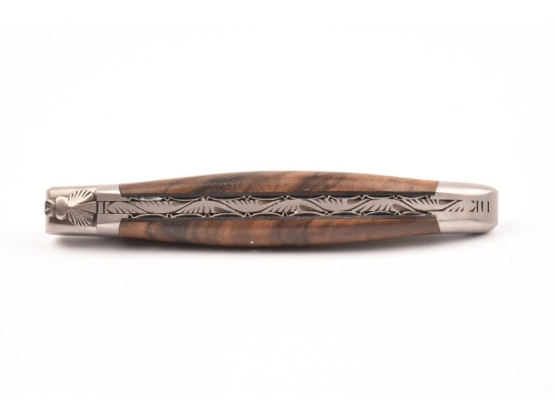 Laguiole en Aubrac Belle Pièce 2025 - 12cm loupe de noyer - damast feuilleté