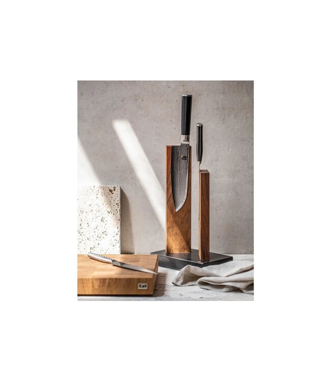 Kai messenblok Stonehenge in eik/graniet voor 4 messen