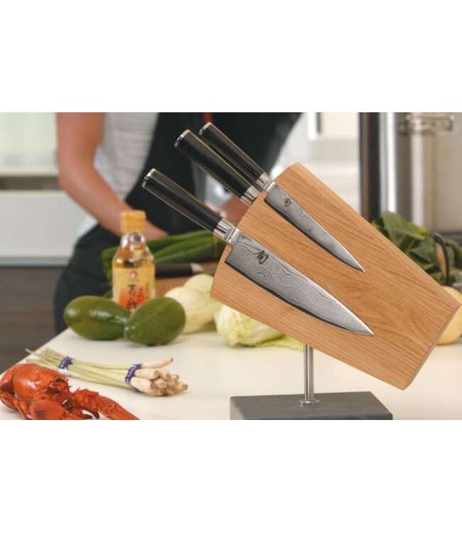 Kai draaibare messenblok in eik voor 6 tot 8 messen