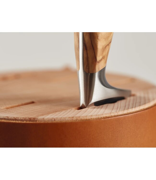 Wusthof Amici messenblok in beuk en leer voor 6 messen