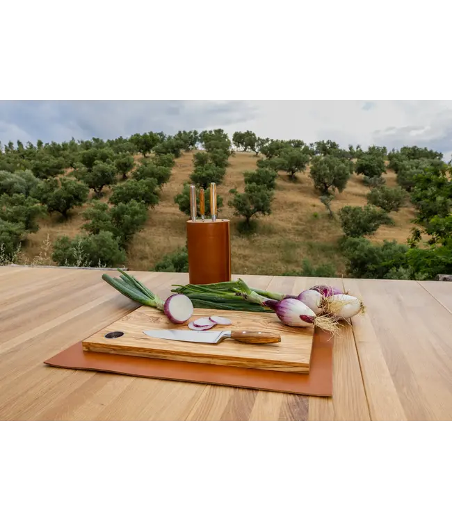 Wusthof Amici messenblok in beuk en leer voor 6 messen