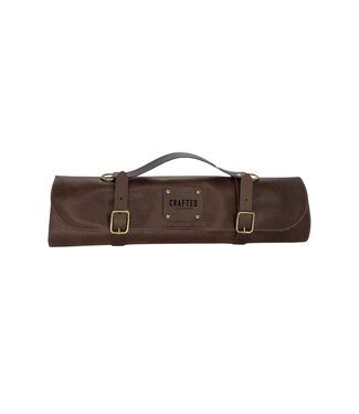 Crafted messentas - leder donkerbruin - voor 5 messen