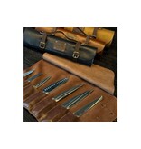 Crafted messentas - leder donkerbruin - voor 5 messen