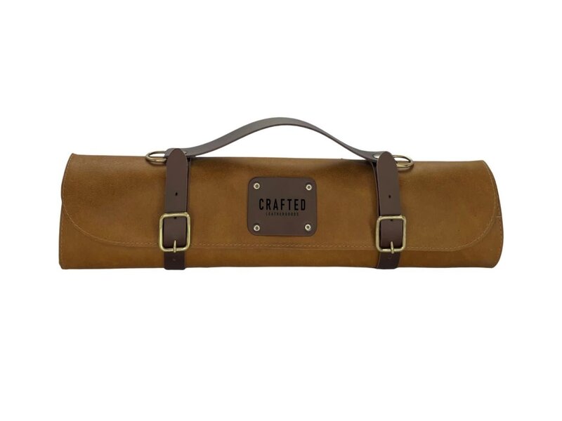Crafted messentas - leder sand - voor 7 messen