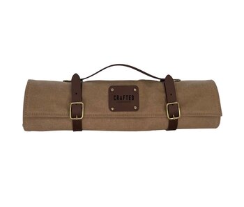 Crafted messentas - leder/canvas groen - voor 7 messen