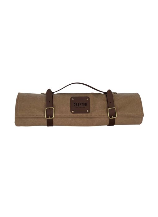 Crafted messentas - leder/canvas groen - voor 7 messen