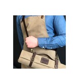 Crafted messentas - leder/canvas groen - voor 7 messen