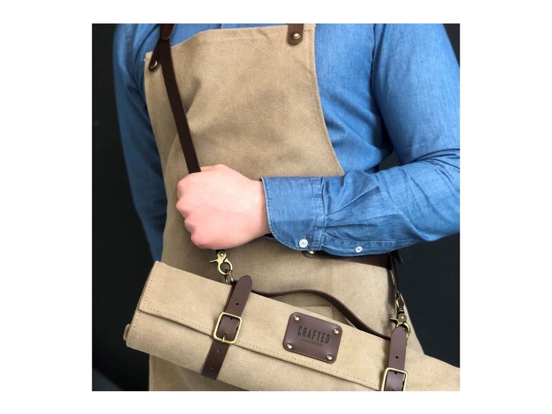 Crafted messentas - leder/canvas groen - voor 7 messen
