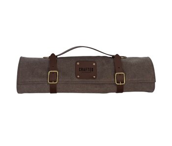 Crafted messentas - leder/canvas grijs - voor 7 messen