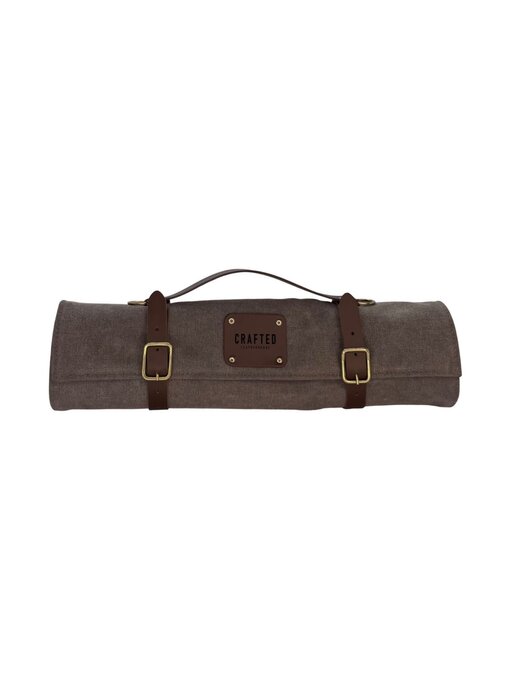 Crafted messentas - leder/canvas grijs - voor 7 messen