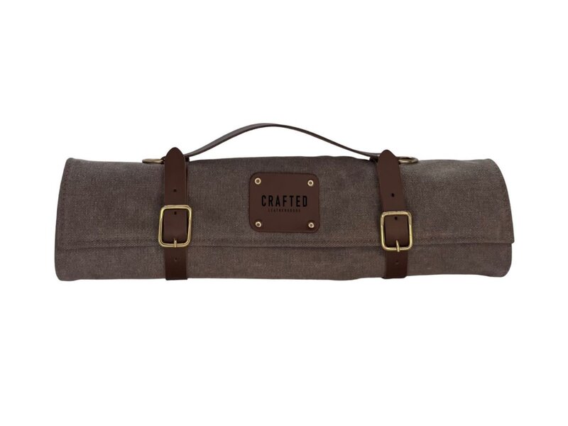 Crafted messentas - leder/canvas grijs - voor 7 messen