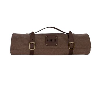 Crafted messentas - leder/canvas bruin - voor 7 messen