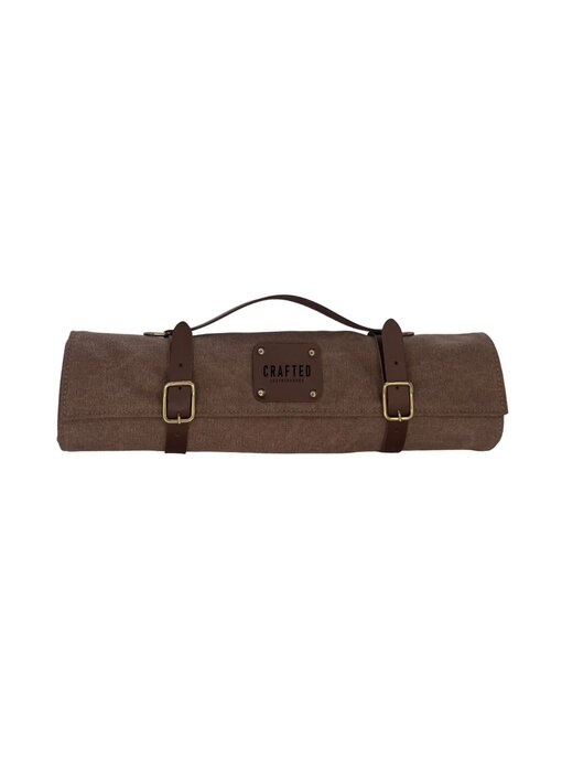 Crafted messentas - leder/canvas bruin - voor 7 messen