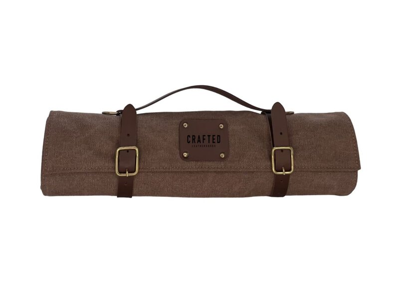 Crafted messentas - leder/canvas bruin - voor 7 messen