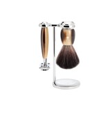 Muhle Vivo scheerset in harshoorn - safety razor - kwast black fibre