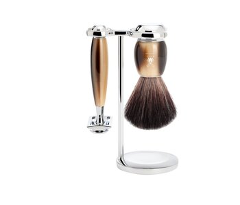 Muhle Vivo scheerset in harshoorn - safety razor - kwast black fibre
